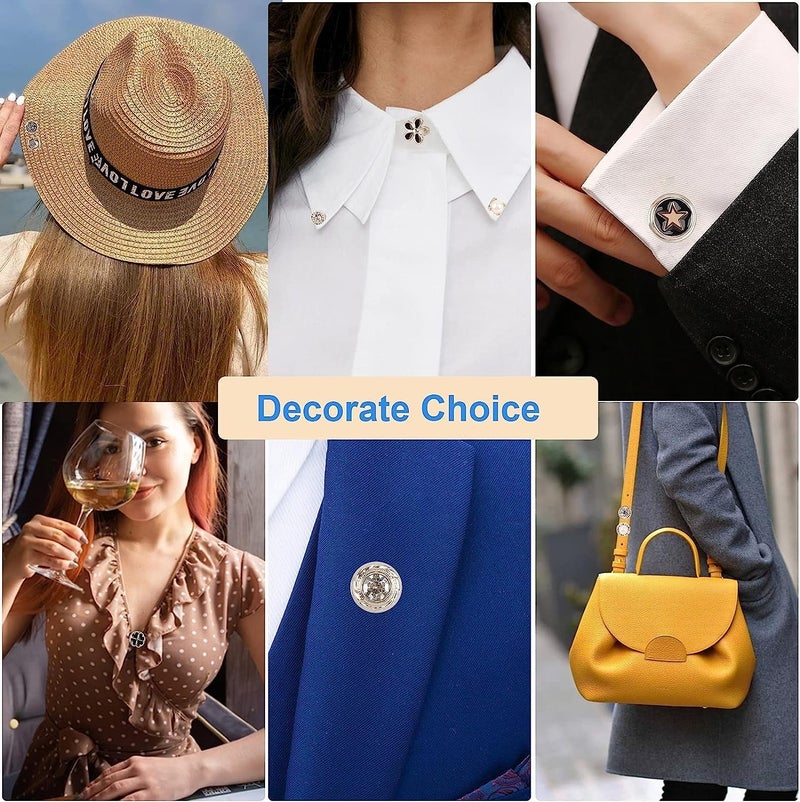 HEAVY DRIVER ® 30pcs Brooch Pins for Women Cover Up Button Pins Instant Button Jeans Button Pins Women Shirt Safety Brooch Enamel Pins Pearl Rhinestone Brooch Buttons for Shirt Coat Dress Sweater (B) - Image 5