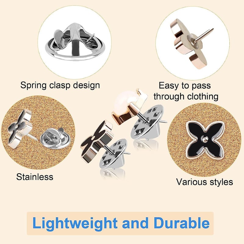 HEAVY DRIVER ® 30pcs Brooch Pins for Women Cover Up Button Pins Instant Button Jeans Button Pins Women Shirt Safety Brooch Enamel Pins Pearl Rhinestone Brooch Buttons for Shirt Coat Dress Sweater (B) - Image 3