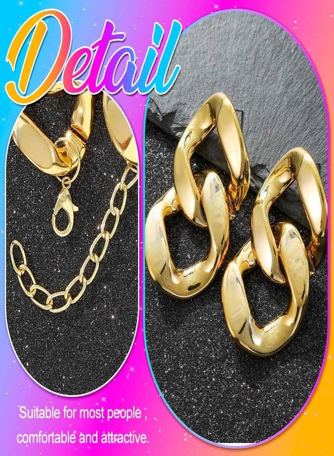 نيكوت طقم عقد وأقراط ذهبية سميكة من نيكوت للنساء، طقم عقد تشوكر ضخم، عقد هيب هوب مميز، مجوهرات (ذهبي) - Image 5