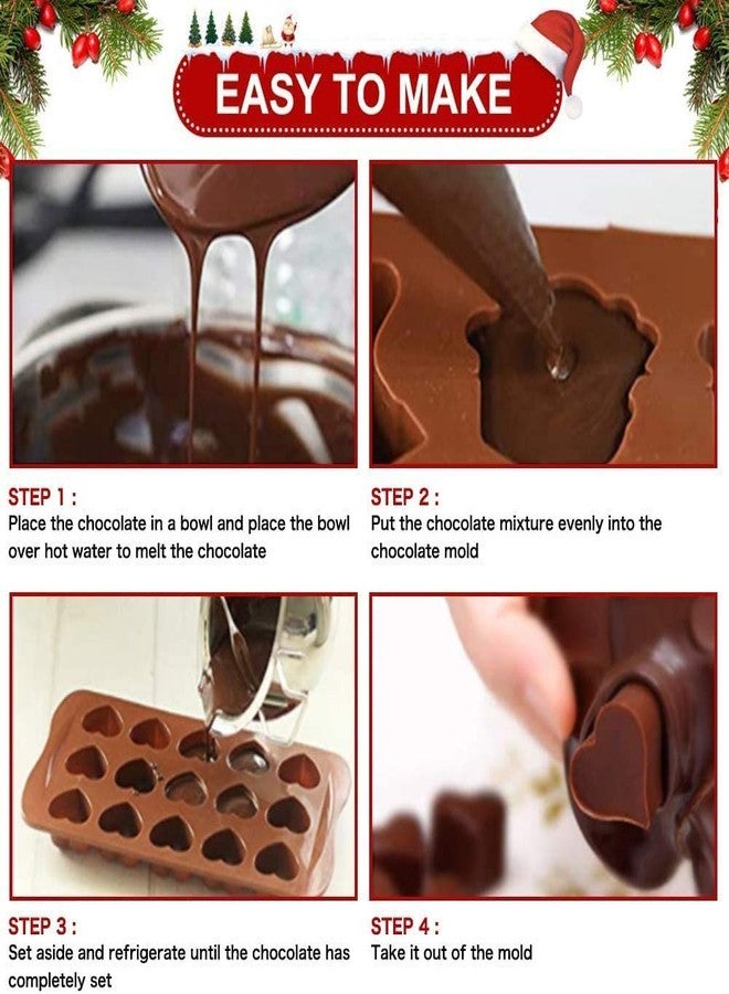 AB SALES Silicone Chocolate Molds Heart Star Shapes Cookies Mould Cake Decorating Bar Ice Cube Candy Baking Tray Mold Food Grade Non-Stick Moulds, Pack of 2 - Image 4