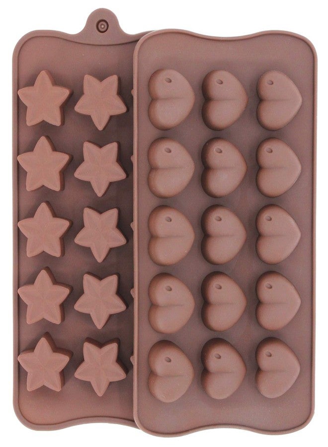 AB SALES Silicone Chocolate Molds Heart Star Shapes Cookies Mould Cake Decorating Bar Ice Cube Candy Baking Tray Mold Food Grade Non-Stick Moulds, Pack of 2 - Image 1