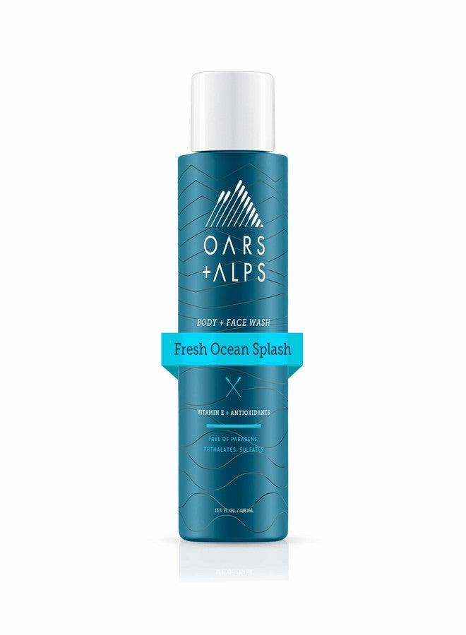 Oars + Alps Men's Moisturizing Body and Face Wash, Skin Care Infused with Vitamin E and Antioxidants, Sulfate Free, Fresh Ocean Splash, 1 Pack - Image 1
