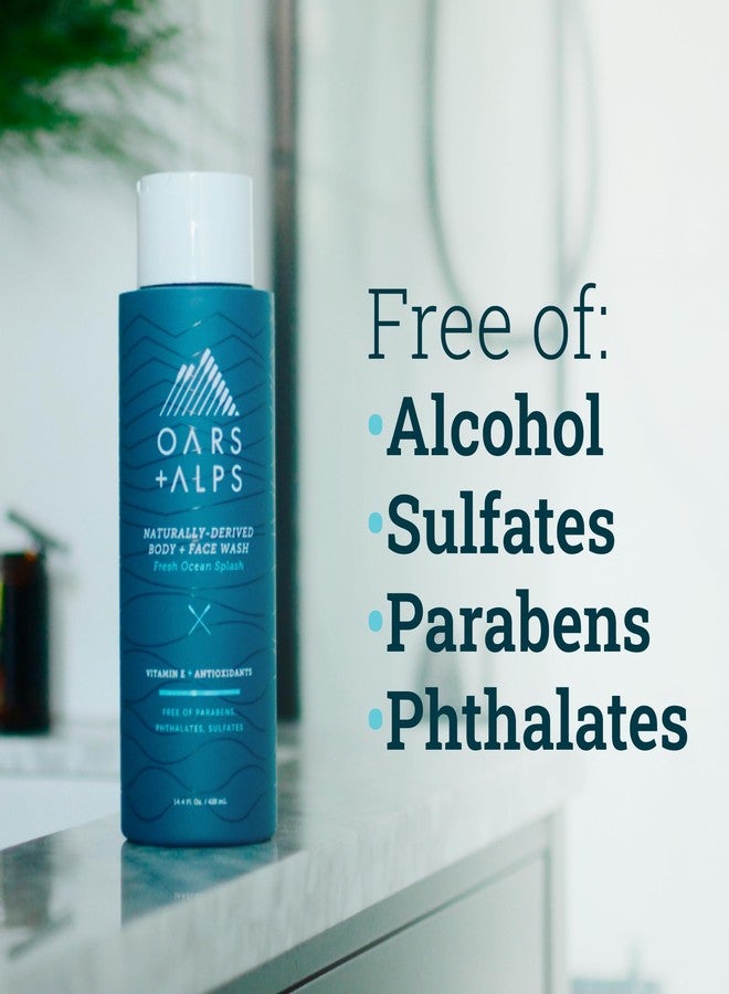 Oars + Alps Men's Moisturizing Body and Face Wash, Skin Care Infused with Vitamin E and Antioxidants, Sulfate Free, Fresh Ocean Splash, 1 Pack - Image 3
