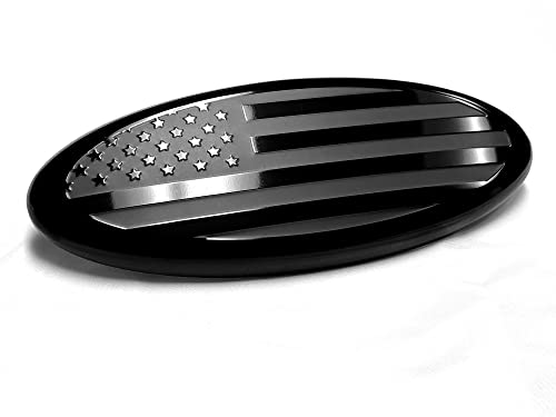 9 inch Front Grille Tailgate Rear American Black Flag Emblem 9X35 Oval Decal Badge Nameplate for F150 F250 F350 Edge Explorer Range 9 Black