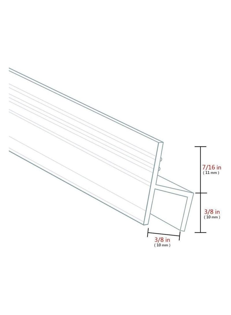 شريط عازل باب دش زجاجي ، باب استحمام بدون إطار بطول 2 متر لإيقاف تسرب الدش ، نوع H ، مناسب للباب الزجاجي 10 مم - Image 3