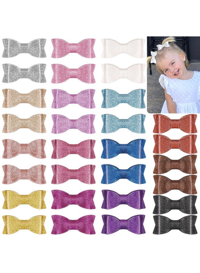 CellElection 30PCS 2.75'' Baby Girls Pigtail Bows Sparkly Sequin Glitter Hair Bows With Alligator Clips Hair Barrettes Accessory for Girls Toddlers Kids Teens - Image 1
