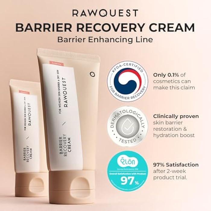 RAWQUEST Skin Barrier Recovery Cream, 100-hour Lasting Hydration, Instant Soothing, Moisturizer with Ceramide, Panthenol, Hyaluronic Acid for Dry Sensitive Skin, Hypoallergenic 2.7 Fl Oz/80ml - Image 2