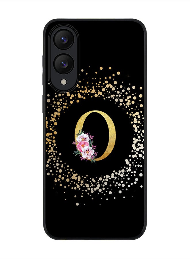 Stylizedd For Samsung Galaxy S25 Edge Case,Slim fit Camera Protection, Shockproof Thin Phone cover  - Custom Monogram Floral - O ( Black )