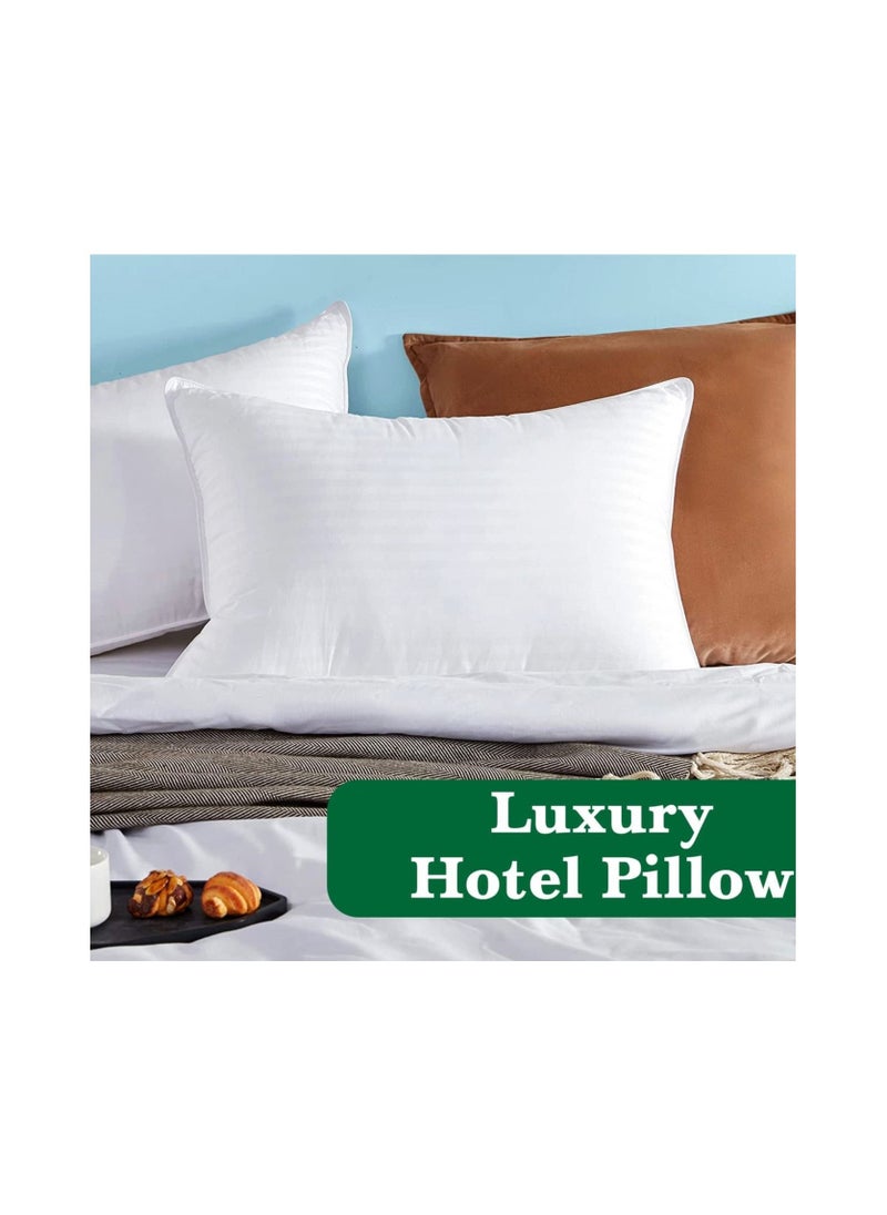 Comfy COMFY SET OF 2 WHITE COTTON STRIPE HOTEL QUALITY PILLOW  - Image 2
