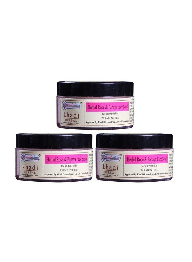 KHADI RISHIKESH خادي ريشيكيش هيربال روز آند بابايا فاس سكروب كومبو سيت باك اوف - 50g X 3 (150gm) - Image 1