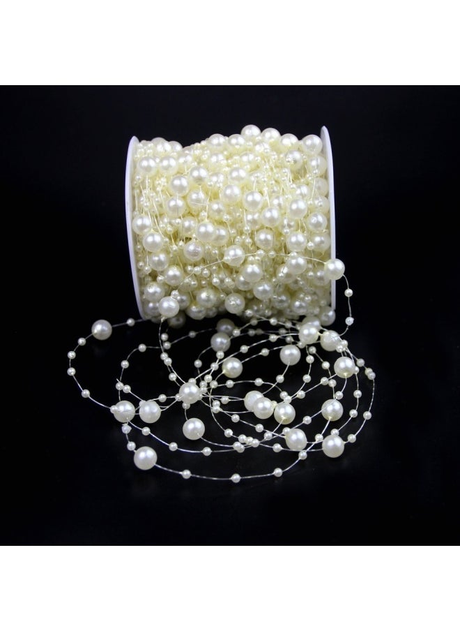 Bingcute - 100 Feet Fishing Line Artificial Pearls String Beads Chain Garland Flowers Wedding Party Decoration Party Supplies - Image 1