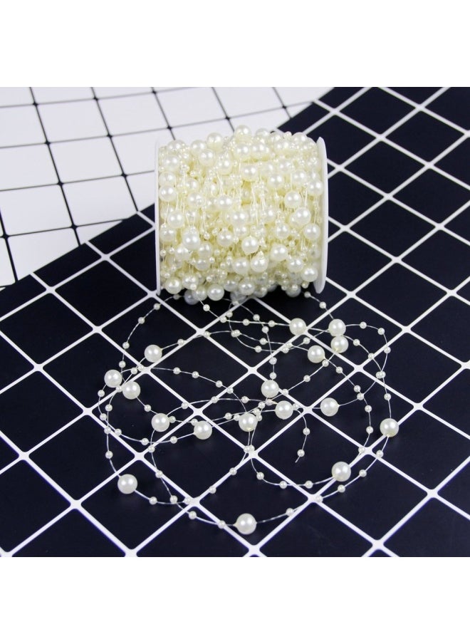 Bingcute - 100 Feet Fishing Line Artificial Pearls String Beads Chain Garland Flowers Wedding Party Decoration Party Supplies - Image 1