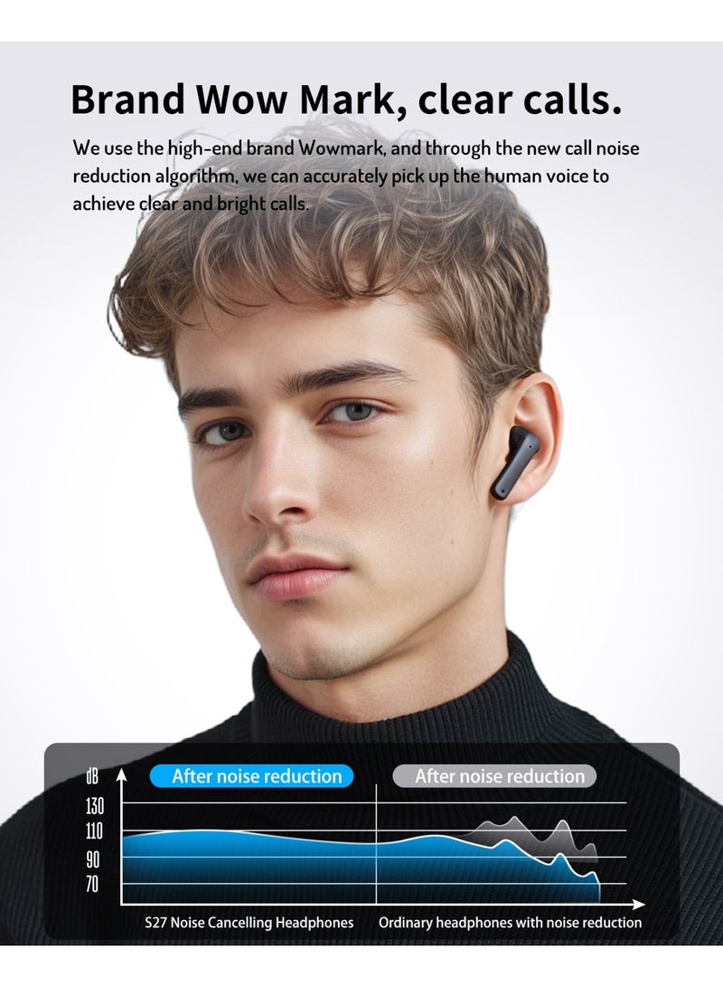 Ultra Low Latency Wireless Earphones Bluetooth 5.3 with LED Digital Display Charging Box, lPX5 Waterproof Earphones with Noise Cancelling Microphone for iPhone/Samsung/Android/iOS
