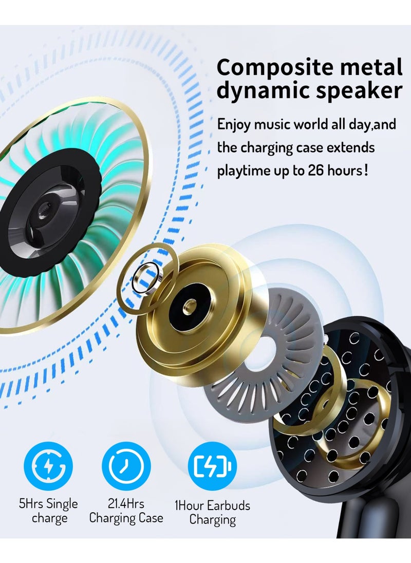 ULHYC Ultra Low Latency Wireless Earphones Bluetooth 5.3 with LED Digital Display Charging Box, lPX5 Waterproof Earphones with Noise Cancelling Microphone for iPhone/Samsung/Android/iOS  - Image 5
