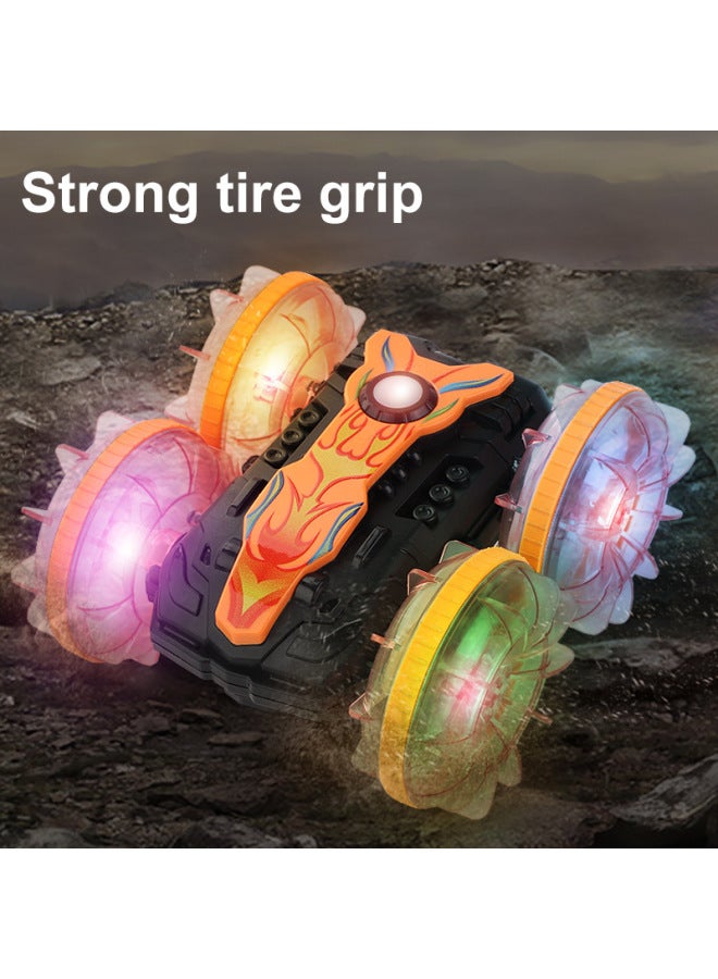 Loquat Double-sided Light Tire Land Vehicle Stunt Remote Control Amphibious Tumbling Rotary Remote Control Stunt Land Vehicle Beach-Color:1203q Orange Dual Remote Control-Proportion:1:16 - Image 4