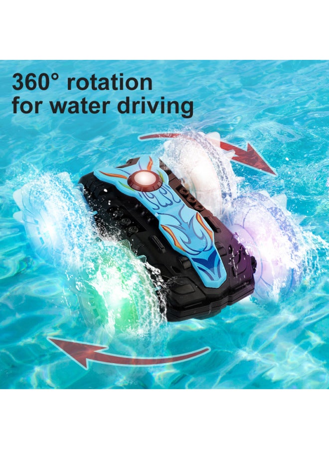 Loquat Double-sided Light Tire Land Vehicle Stunt Remote Control Amphibious Tumbling Rotary Remote Control Stunt Land Vehicle Beach-Color:1203q Orange Dual Remote Control-Proportion:1:16 - Image 2