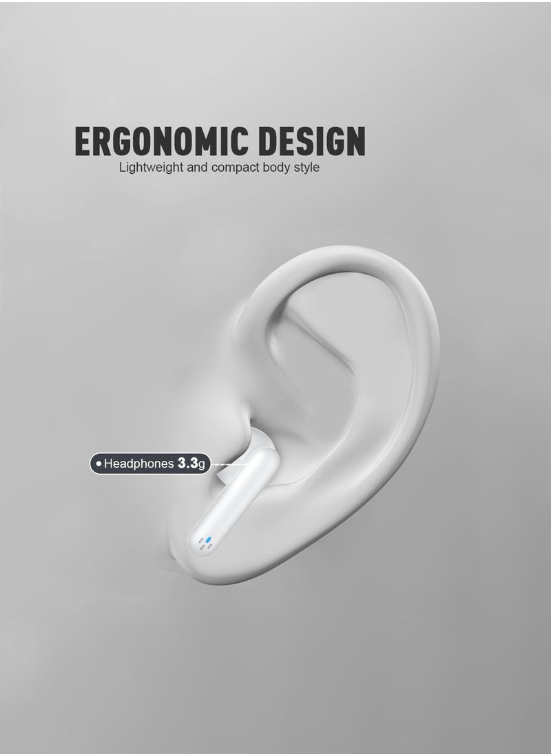 BETMI - BETMI - True Wireless Earbuds - In-Ear Bluetooth5.3 Headphones, IPX5 Waterproof TWS With Dual Mic For Sport, Light-Weight Earphones For Android iOS/iPhone - White - Image 1