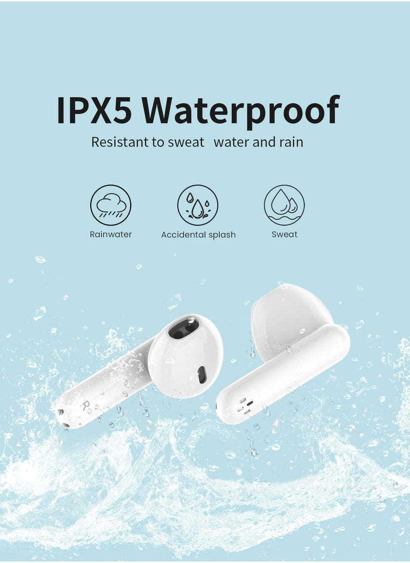 BETMI - BETMI - True Wireless Earbuds - In-Ear Bluetooth5.3 Headphones, IPX5 Waterproof TWS With Dual Mic For Sport, Light-Weight Earphones For Android iOS/iPhone - White - Image 1