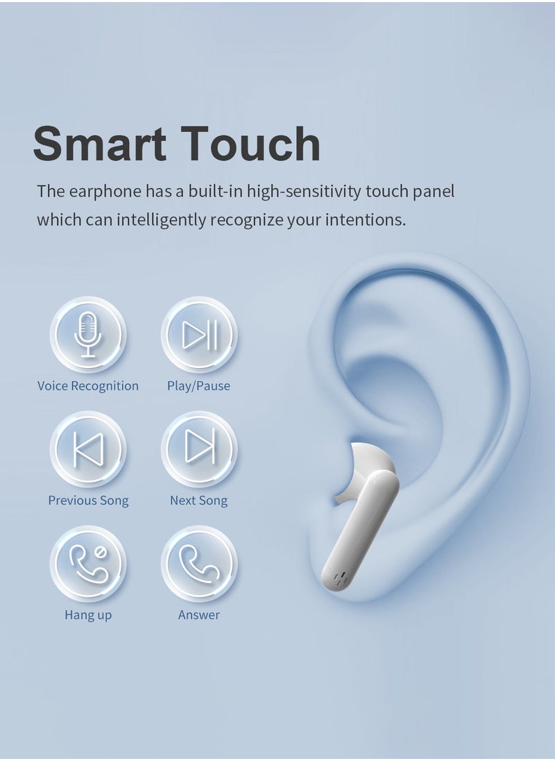 BETMI - BETMI - True Wireless Earbuds - In-Ear Bluetooth5.3 Headphones, IPX5 Waterproof TWS With Dual Mic For Sport, Light-Weight Earphones For Android iOS/iPhone - White - Image 1