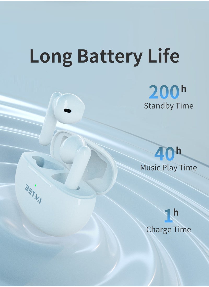 BETMI - BETMI - True Wireless Earbuds - In-Ear Bluetooth5.3 Headphones, IPX5 Waterproof TWS With Dual Mic For Sport, Light-Weight Earphones For Android iOS/iPhone - White - Image 1