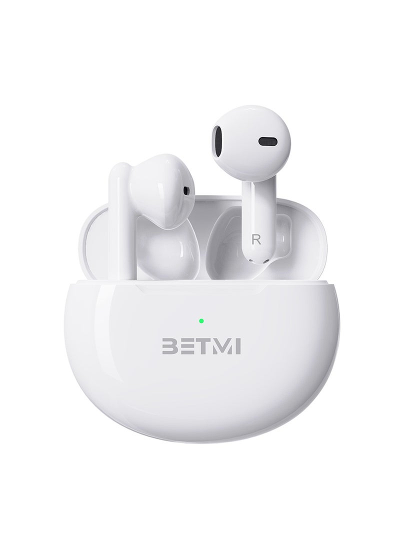 BETMI - BETMI - True Wireless Earbuds - In-Ear Bluetooth5.3 Headphones, IPX5 Waterproof TWS With Dual Mic For Sport, Light-Weight Earphones For Android iOS/iPhone - White - Image 1