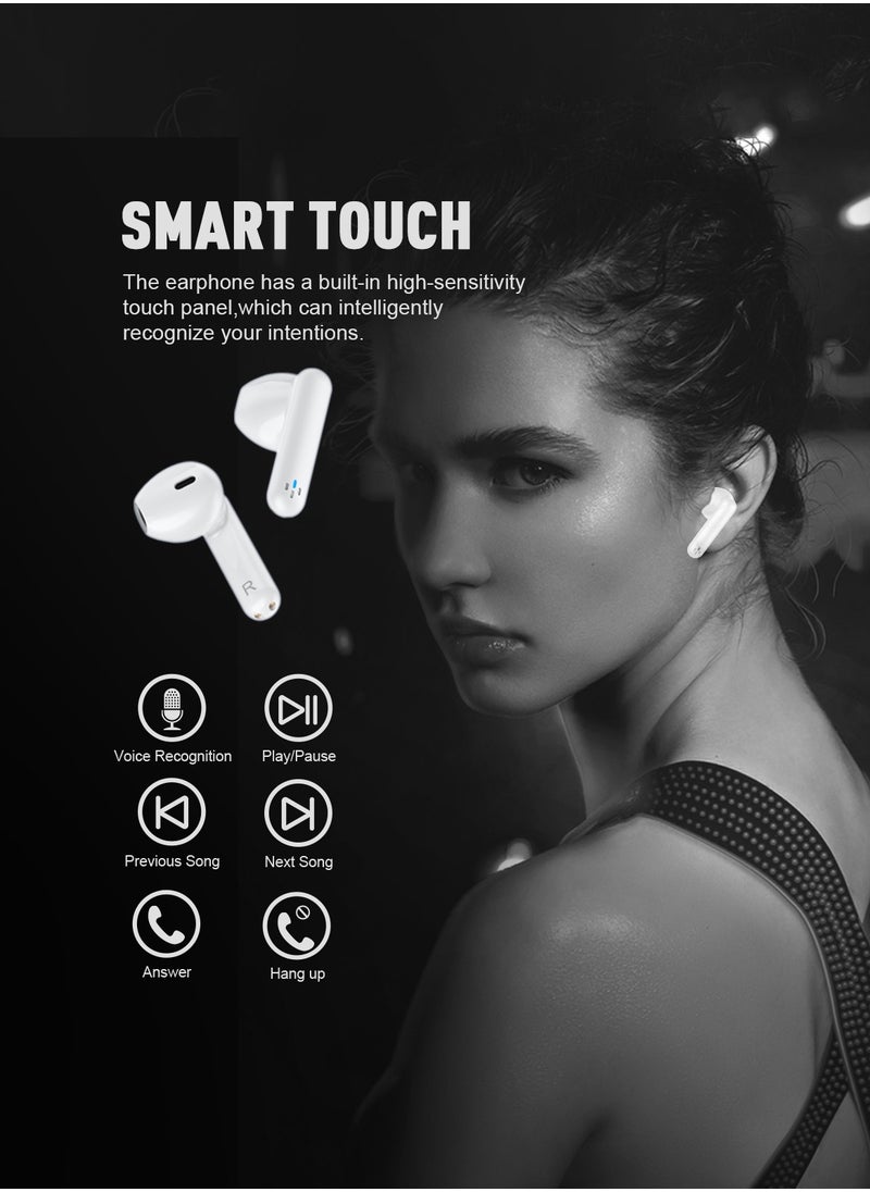 BETMI - BETMI - True Wireless Earbuds - In-Ear Bluetooth5.3 Headphones, IPX5 Waterproof TWS With Dual Mic For Sport, Light-Weight Earphones For Android iOS/iPhone - White - Image 1