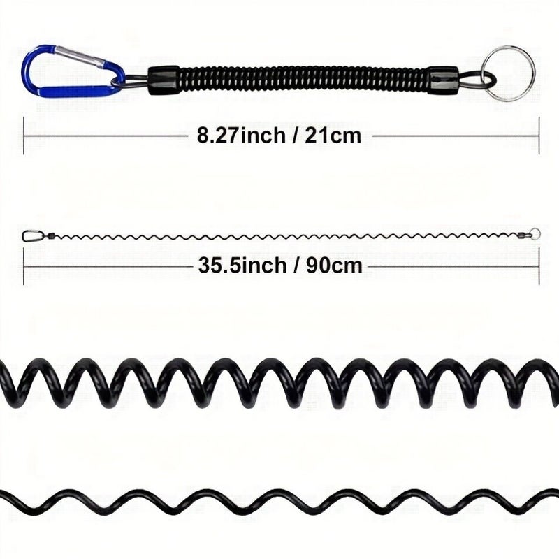 6 Blue Retractable Fishing Tools Set With Anti Loss Rope Telescopic Spring And Carabiner - Image 2