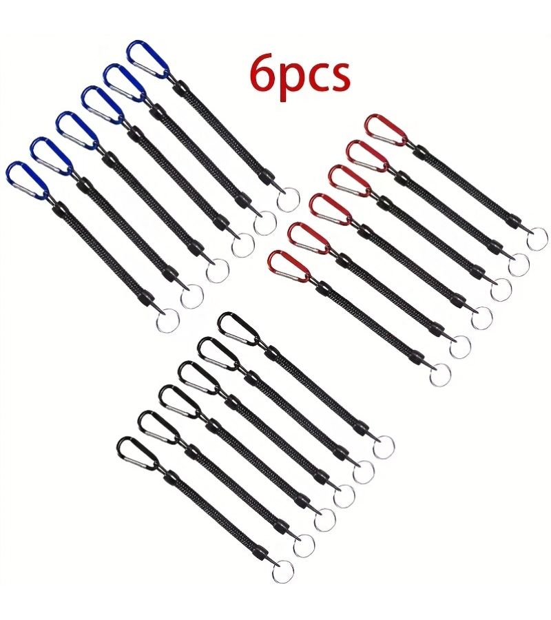 6 Blue Retractable Fishing Tools Set With Anti Loss Rope Telescopic Spring And Carabiner - Image 1