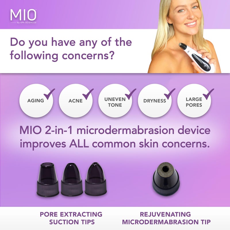 Spa Sciences - MIO - Diamond Tip Microdermabrasion Blackhead Remover, Pore Cleansing, & Resurfacing System - Reduces Acne Scars, Wrinkles, and Exfoliates for Clearer Skin - Image 2