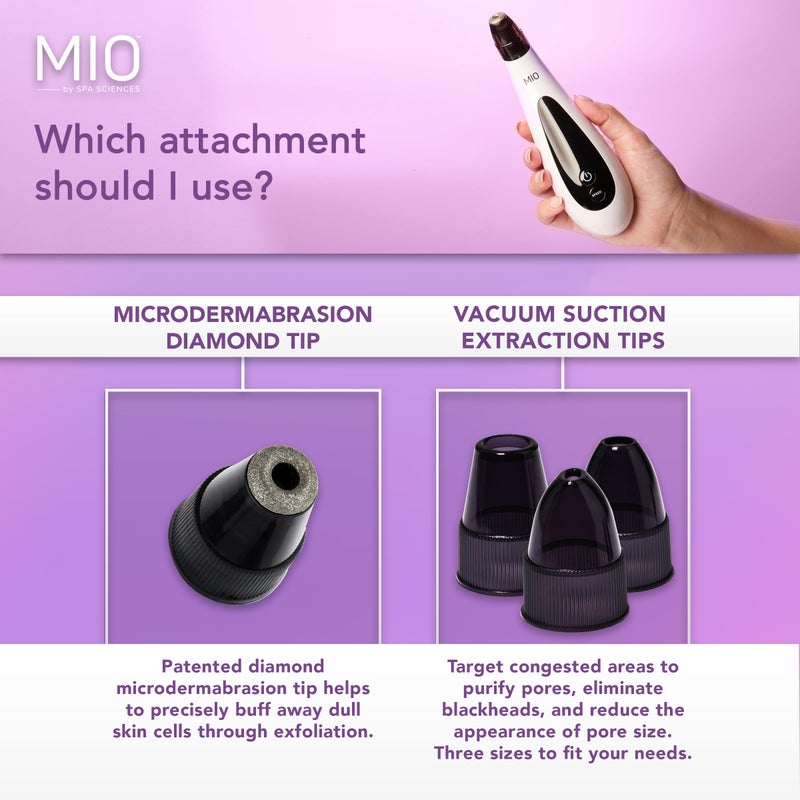 Spa Sciences - MIO - Diamond Tip Microdermabrasion Blackhead Remover, Pore Cleansing, & Resurfacing System - Reduces Acne Scars, Wrinkles, and Exfoliates for Clearer Skin - Image 4