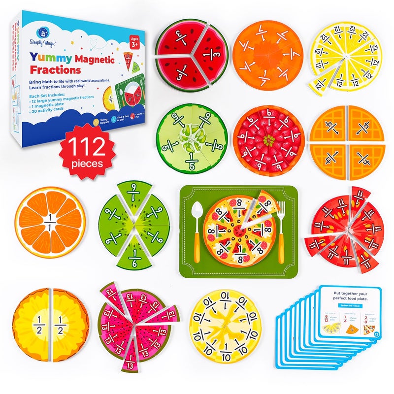 Simply magic 112 PCS Yummy Magnetic Fractions Magnetic Fraction Tiles Circles Bars Classroom Math Manipulatives Fraction Manipulatives for Elementary Teachers 2nd 3rd 4th 5th Grade Simply Magic - Image 4