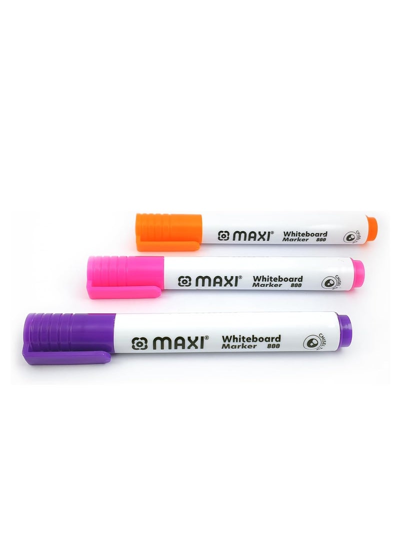 Maxi Whiteboard Marker Set – 8 Assorted Colors (Blue, Black, Red, Green, Orange, Brown, Purple, Pink) with Chisel Tip – Erasable Markers for Kids, Adults, Students, School, Home & Office - Image 3