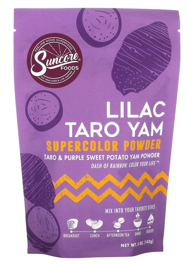 Suncore Lilac Taro Yam Supercolor Powder Taro & Purple Sweet Potato Yam 5 oz (142 g) 