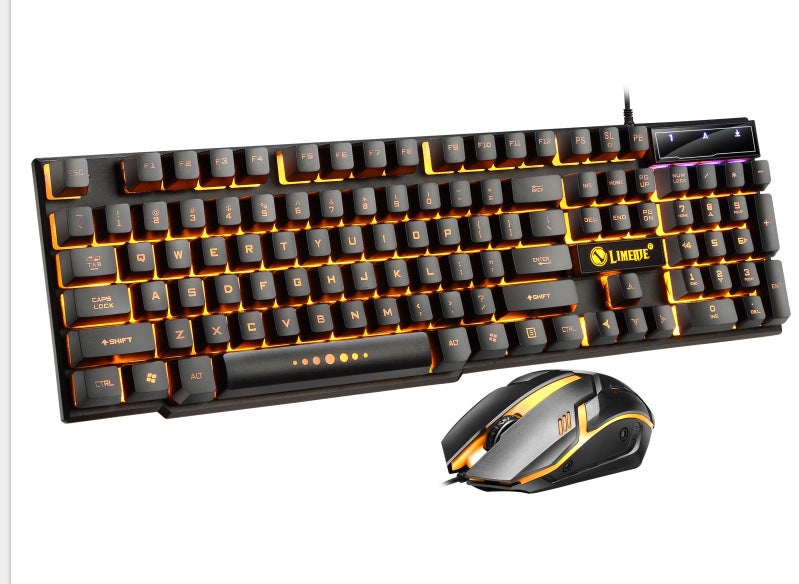 GTX300 Gaming Keyboard and Mouse Set with Colorful Backlight GTX300 bag black + Orange 