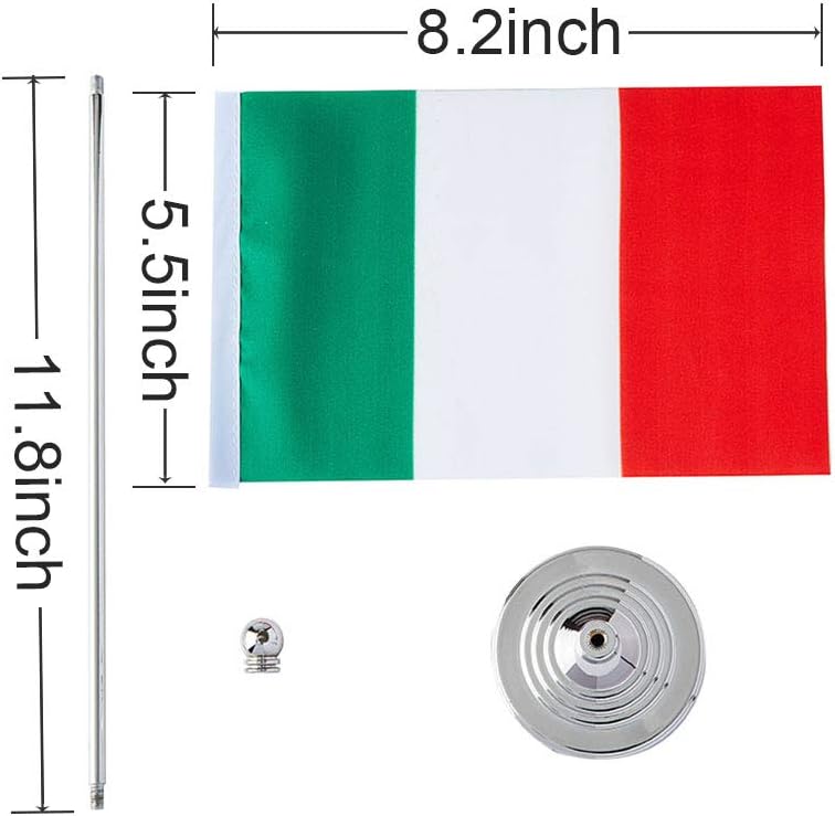 mflagperft Italy Flag Italian Flags, Small Mini Italian Desk Flag, Used for Table Office Classroom Home Patriotic Events Decorations - Image 1
