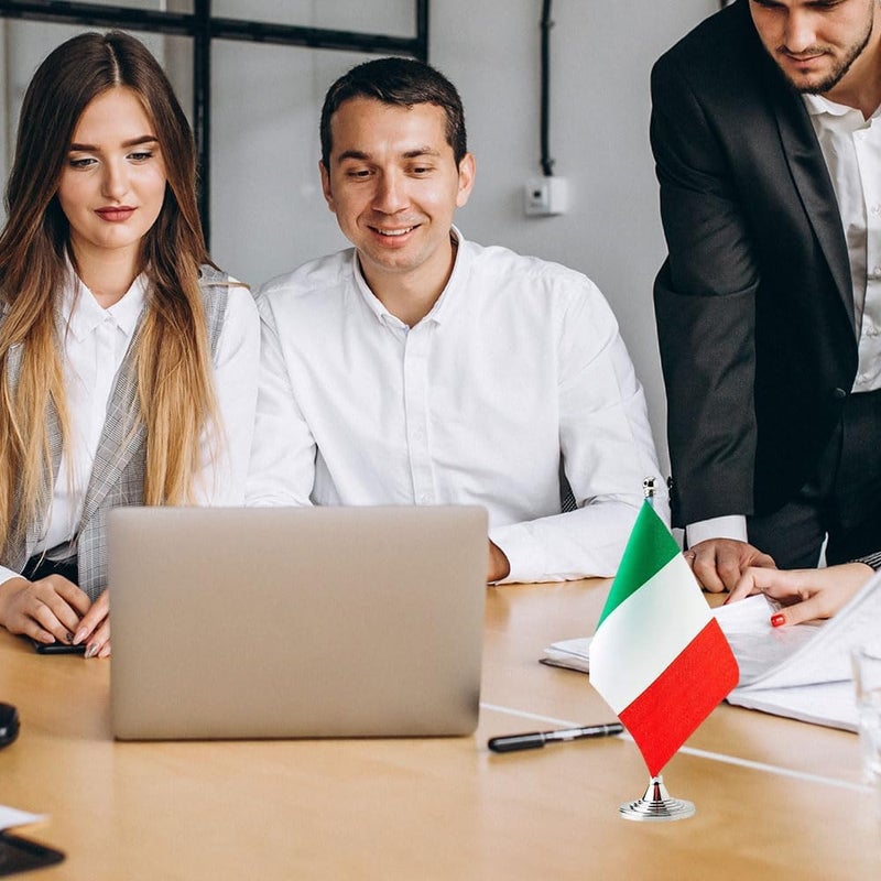 mflagperft Italy Flag Italian Flags, Small Mini Italian Desk Flag, Used for Table Office Classroom Home Patriotic Events Decorations - Image 2