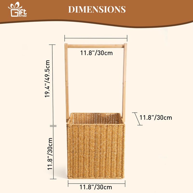 GiftAmaz Baby Shower Crate Closet, Large Hand-Woven Rattan Storage Crates with Handle, Baby Shower Gifts, Baby Welcome Box Nursery Basket for Newborn Boys Girls, Pregnancy Gifts for New Parents - Image 3