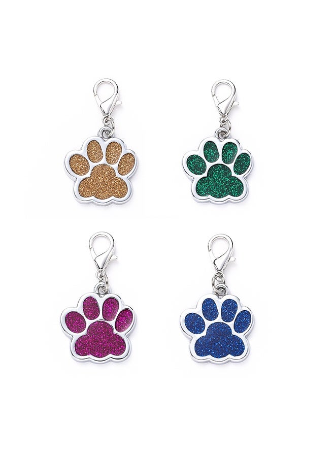 4PCS Glitter Enamel Alloy Cute Animal Pet Dog Paw Footprint Charms Pendant with Lobster Claw Clasp for Jewelry Making and DIY Crafts, Metal, No Gemstone - Image 1