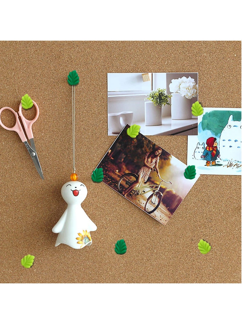 SYOSI 20 Pcs Decorative Push Pins Green Leaves Flat Thumbtacks Creative for Whiteboard Corkboard Photo Wall Map Bulletin Board Office or Home Decoration - Image 3