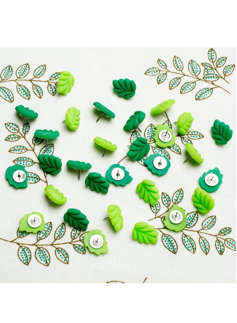 SYOSI 20 Pcs Decorative Push Pins Green Leaves Flat Thumbtacks Creative for Whiteboard Corkboard Photo Wall Map Bulletin Board Office or Home Decoration - Image 2