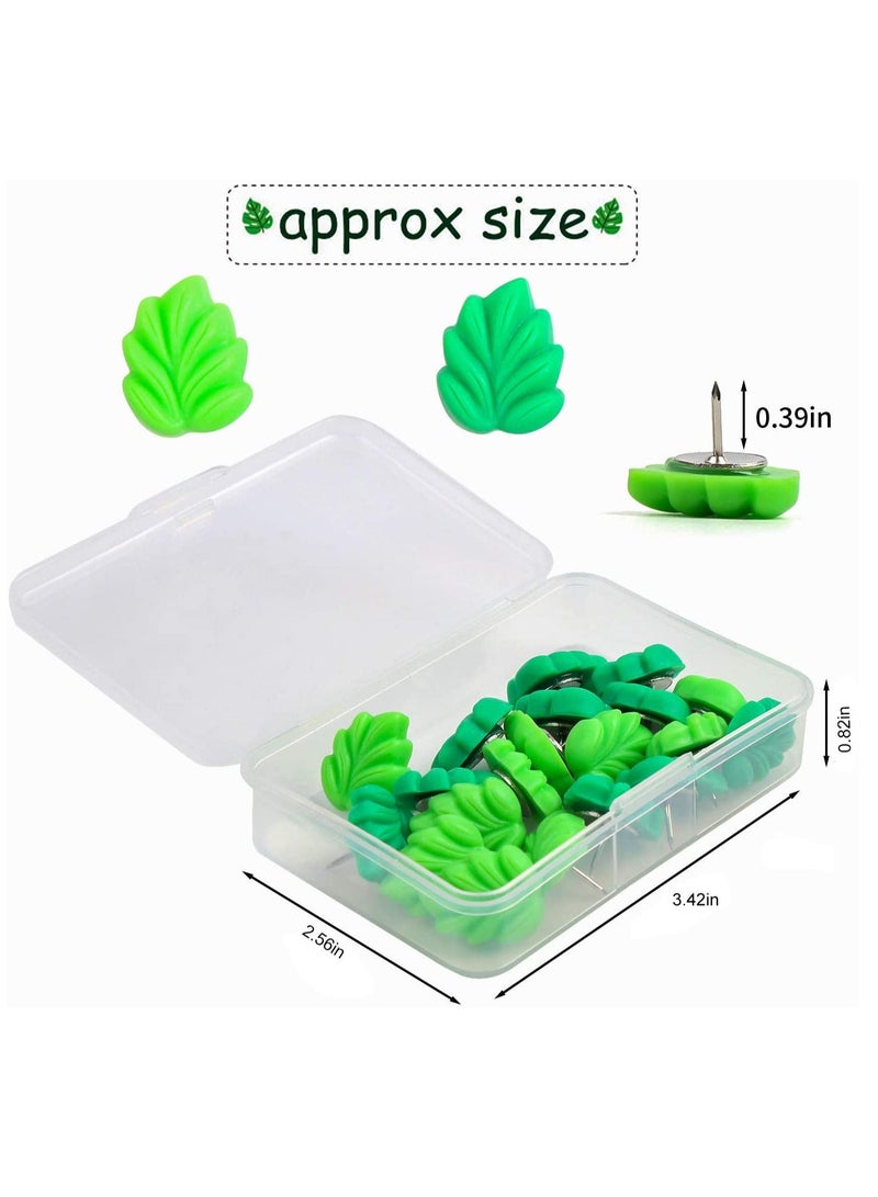 SYOSI 20 Pcs Decorative Push Pins Green Leaves Flat Thumbtacks Creative for Whiteboard Corkboard Photo Wall Map Bulletin Board Office or Home Decoration - Image 5
