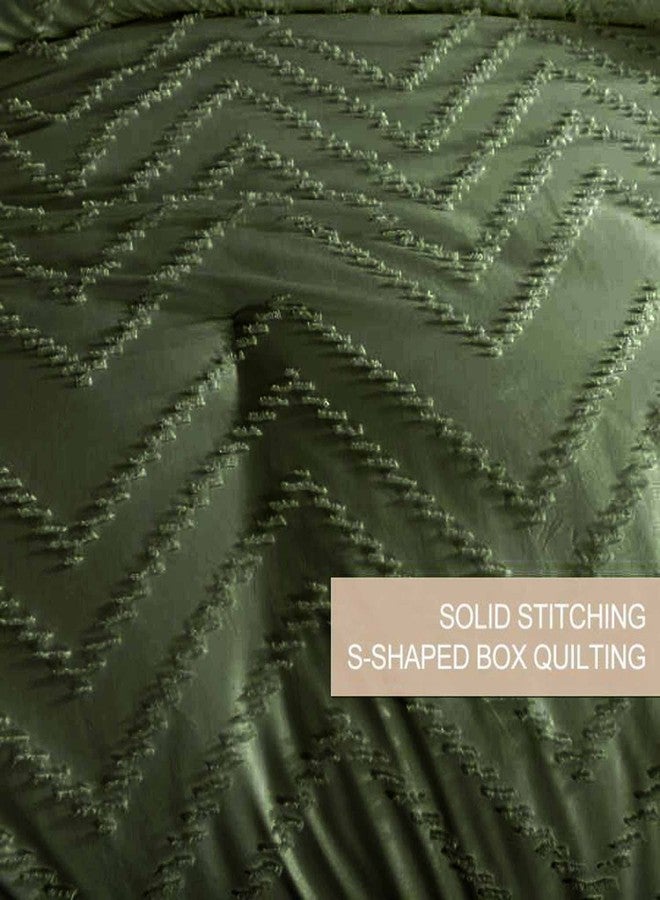 Nanko King Size Comforter Set Dark Green Tufted Boho Soft Shabby Chic Reversible Down Alternative Microfiber Bedding Set, All Season Duvet Bohemia Bed Set Women Men 104 x90 3pcs, Forest Green Jacquard - Image 5