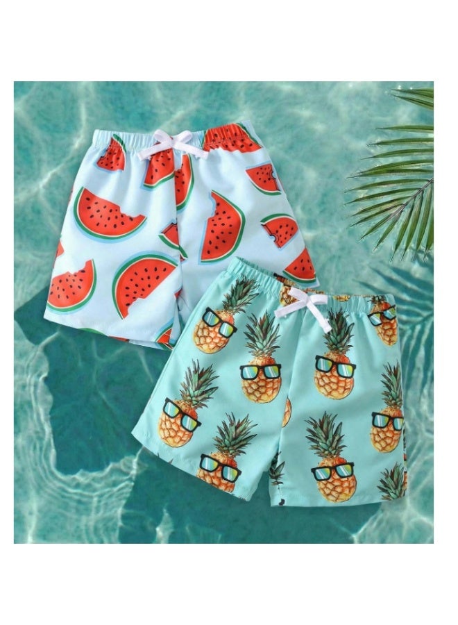 Boys' swimsuit with fruit prints - 2 pieces (4-5 years) - Image 1