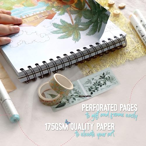 ColorIt Lost in Translation Spiral Bound Adult Coloring Book, 50 Single-Sided Designs of Unique Travel Destinations & Attractions, Thick Paper, Perforated Paper, Lay Flat Hardback Cover, & Ink Blotter - Image 5