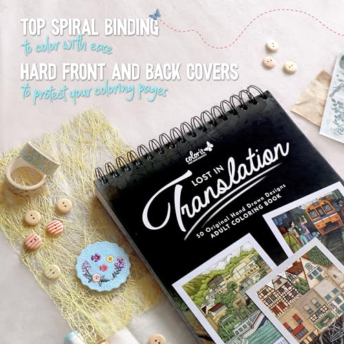 ColorIt Lost in Translation Spiral Bound Adult Coloring Book, 50 Single-Sided Designs of Unique Travel Destinations & Attractions, Thick Paper, Perforated Paper, Lay Flat Hardback Cover, & Ink Blotter - Image 4