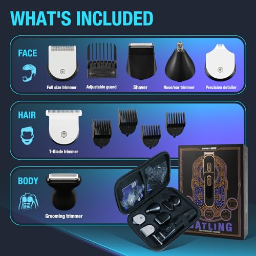 SUPRENT Hair Trimmer for Men- 16 Pieces Mens Grooming Kit with Electric Hair Trimmer, Mustache Body Face Mens Grooming Kit,IPX7 Waterproof, Premium Gift, Suitable for Hair, Nose and Ear - Image 3