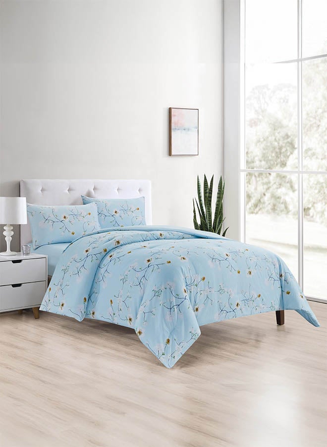 In-House Bluebell | Microfiber Comforter Set 4 Pieces - King - 260x240 cm - Light Blue  - Image 1