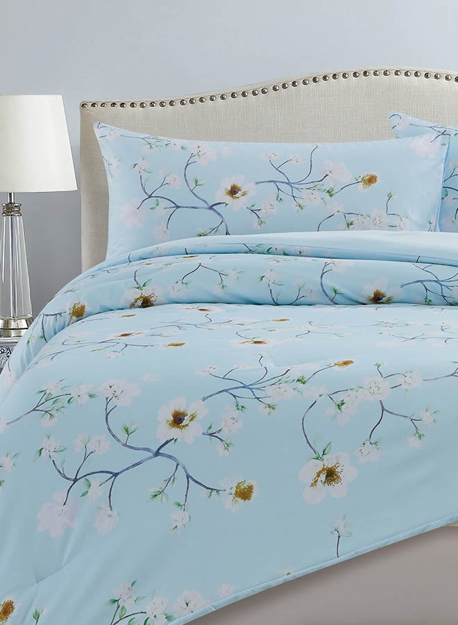 In-House Bluebell | Microfiber Comforter Set 4 Pieces - King - 260x240 cm - Light Blue  - Image 3