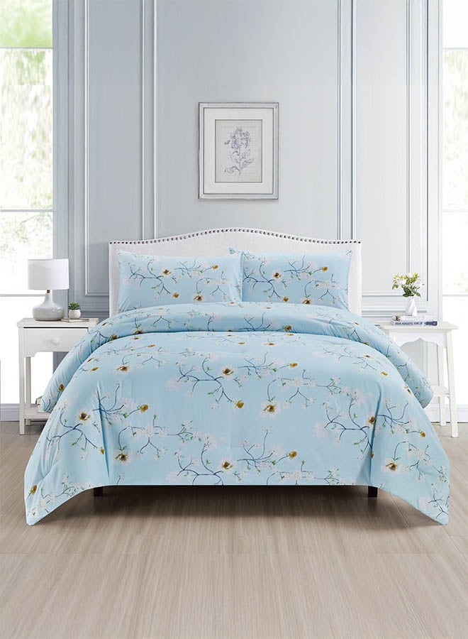 In-House Bluebell | Microfiber Comforter Set 4 Pieces - King - 260x240 cm - Light Blue  - Image 5