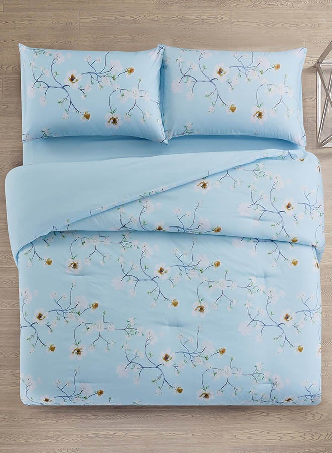 In-House Bluebell | Microfiber Comforter Set 4 Pieces - King - 260x240 cm - Light Blue  - Image 2